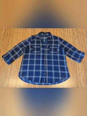Fortune + Ivy Navy Windowpane Button-Down Shirt
